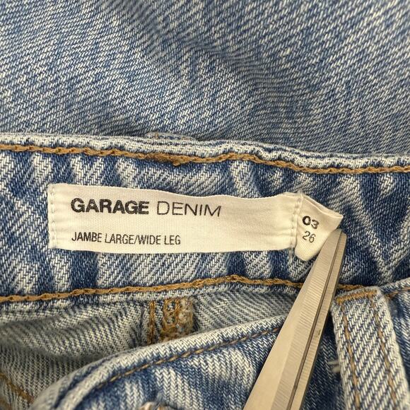 Garage Womens Jambe Large Wide Leg High Rise Distressed Light Wash Blue Jeans 3 - Picture 6 of 8